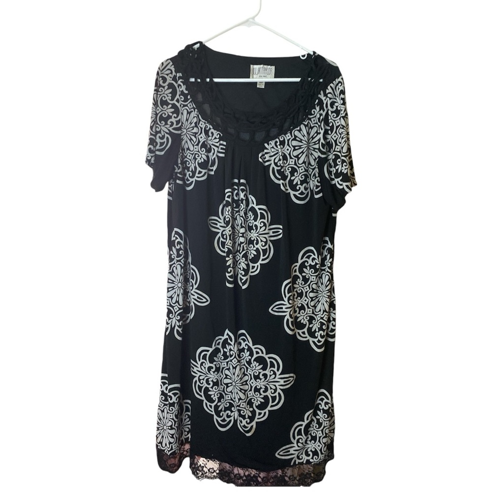 Julian Taylor Black and White Ornate Mini Dress
